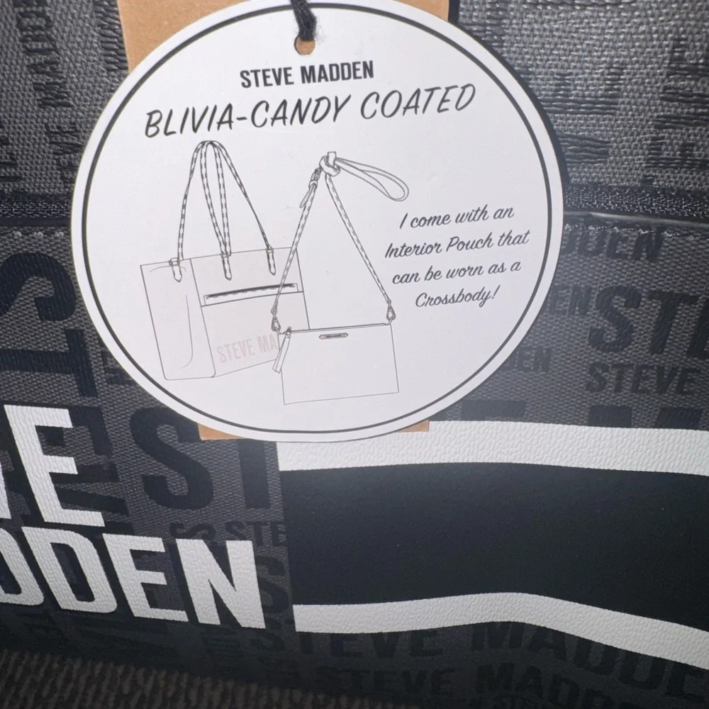 Steve Madden Black and Gray Logo Laptop Bag